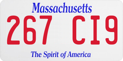 MA license plate 267CI9