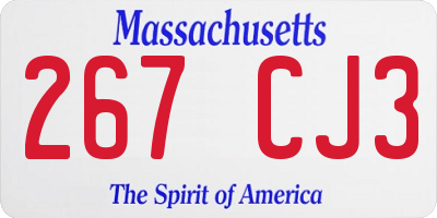 MA license plate 267CJ3