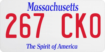 MA license plate 267CK0