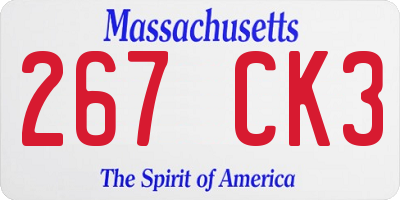 MA license plate 267CK3