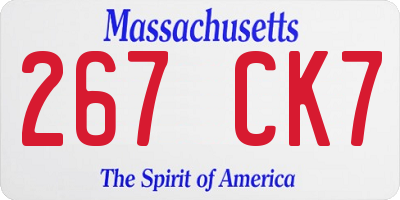 MA license plate 267CK7