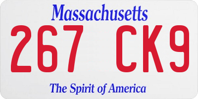 MA license plate 267CK9