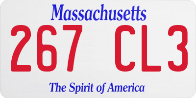 MA license plate 267CL3