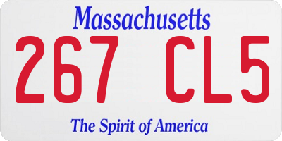 MA license plate 267CL5