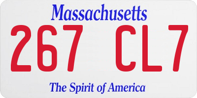 MA license plate 267CL7