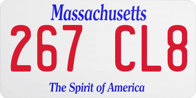 MA license plate 267CL8