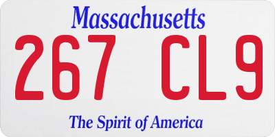MA license plate 267CL9