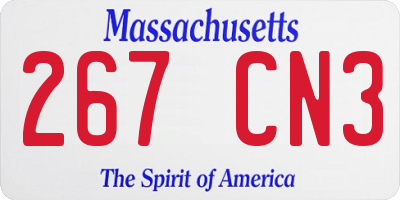 MA license plate 267CN3