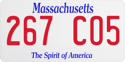 MA license plate 267CO5