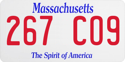MA license plate 267CO9