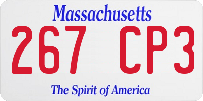 MA license plate 267CP3