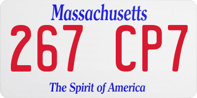 MA license plate 267CP7