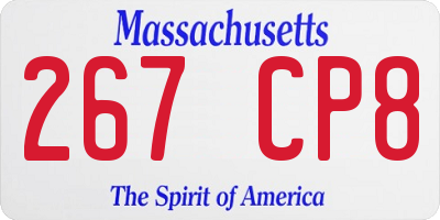 MA license plate 267CP8