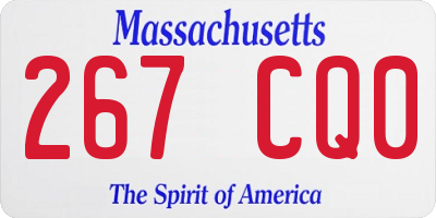 MA license plate 267CQ0