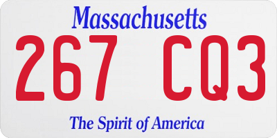 MA license plate 267CQ3