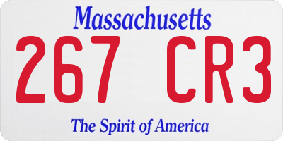 MA license plate 267CR3