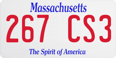 MA license plate 267CS3