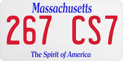 MA license plate 267CS7