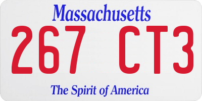 MA license plate 267CT3
