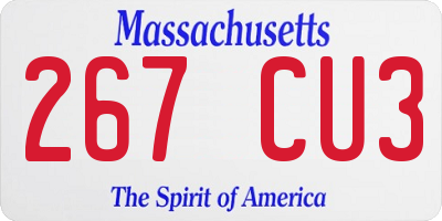 MA license plate 267CU3