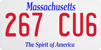 MA license plate 267CU6