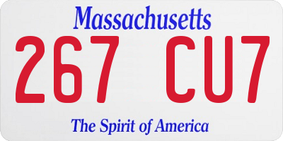 MA license plate 267CU7
