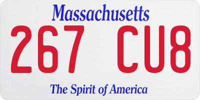 MA license plate 267CU8