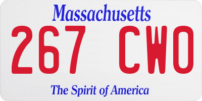 MA license plate 267CW0