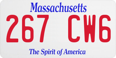 MA license plate 267CW6