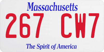 MA license plate 267CW7