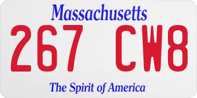 MA license plate 267CW8