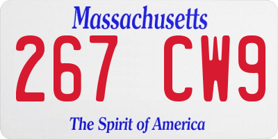 MA license plate 267CW9