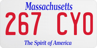MA license plate 267CY0