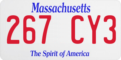 MA license plate 267CY3