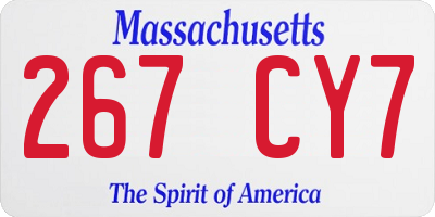 MA license plate 267CY7