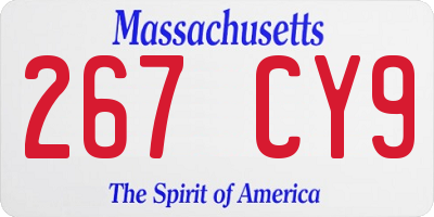 MA license plate 267CY9