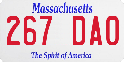 MA license plate 267DA0