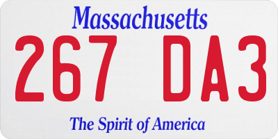 MA license plate 267DA3