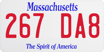 MA license plate 267DA8
