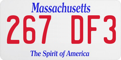 MA license plate 267DF3