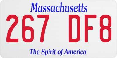 MA license plate 267DF8