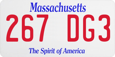 MA license plate 267DG3