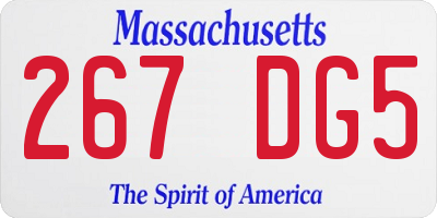 MA license plate 267DG5
