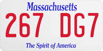 MA license plate 267DG7