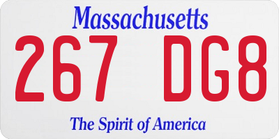 MA license plate 267DG8