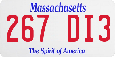 MA license plate 267DI3