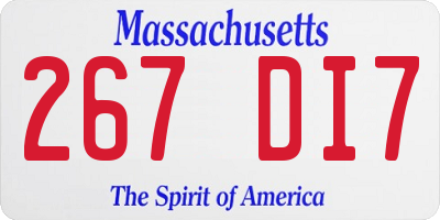 MA license plate 267DI7