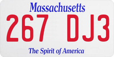 MA license plate 267DJ3