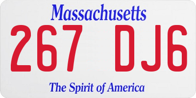 MA license plate 267DJ6