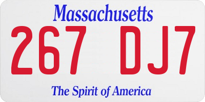 MA license plate 267DJ7